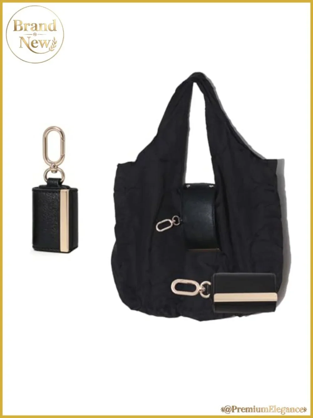 Foldable Tote Bag Keychain Large Capacity Reusable Shopping Bag Nylon